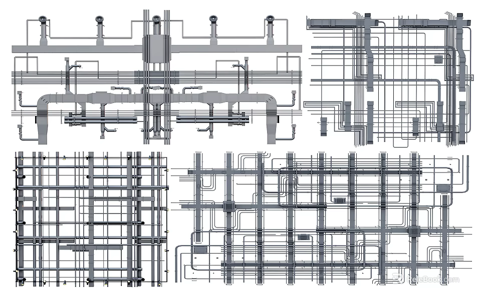 Suspended Ceiling Structural Design With Framework Grid Layout And Installation Details 3d model 
