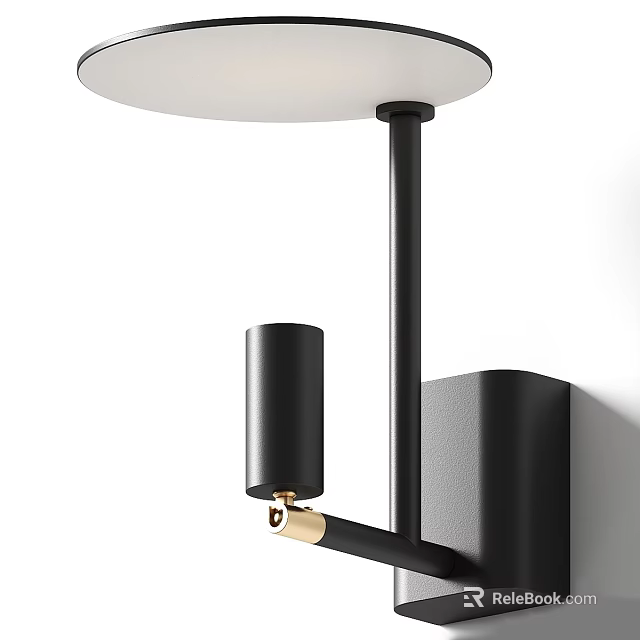 Modern Black Wall Lamp With Cylindrical Shade And Metal Frame Design Style 3d model 