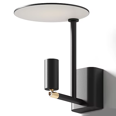 Modern Black Wall Lamp With Cylindrical Shade And Metal Frame Design Style 3d model