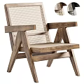 Modern Wooden Frame Leisure Chair With Woven Back And Comfortable Seat Design