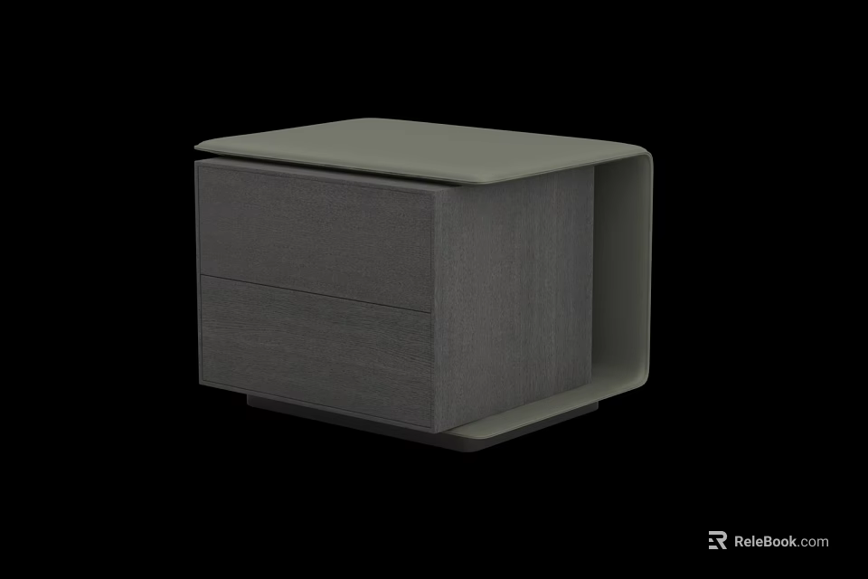 Modern Gray Bedside Table With Two Drawers And Minimalist Design 3d model 