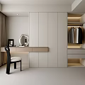 Modern Minimalist Bedroom Interior With Built in Wardrobe And Dressing Table 3d model