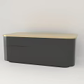 Modern Black Reception Desk With Sleek Design And Gold Trim Details