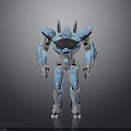 Blue Mechanical Robot Character With Futuristic Metallic Structure And 3D Model Design