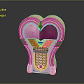 Heart Shaped Decorative Gate With Pink White Frame Red Interior And Golden Accents