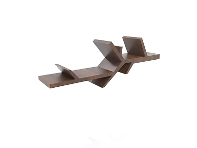 Modern Wooden Floating Wall Shelf With Geometric Tier Design For Home Decor 3d model