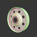 Premium Silver Metal Tire Rim With Holes Design And Reflective Finish On Dark Background