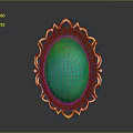 Elegant Green Oval Gemstone Brooch With Red Decorative Frame For Clothing