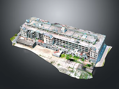 Detailed Architectural Model Structure Of Multi Story Building With Windows Roof And Green Plants 3d model