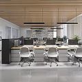 Modern Public Office Area Public Office Area Computer Desk Bookcase Partition Cabinet 3d model