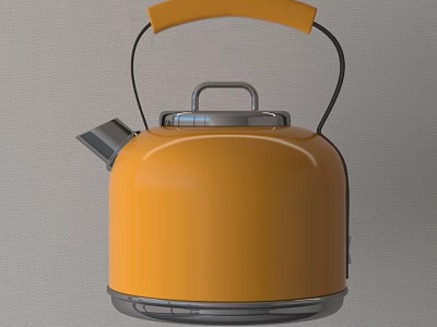Yellow Electric Kettle Modern Kitchen Appliance With Stainless Steel Design 3d model