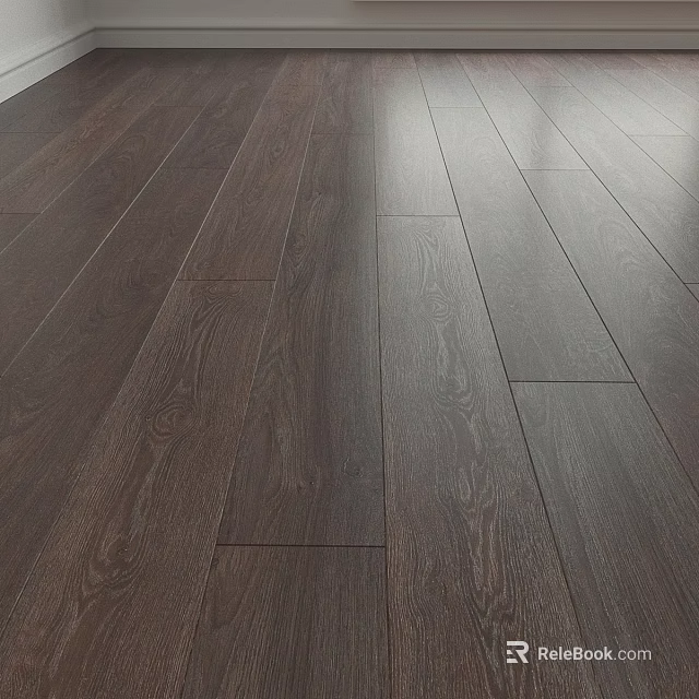 Dark Hardwood Flooring With Natural Wood Grain And Smooth Surface Finish 3d model 