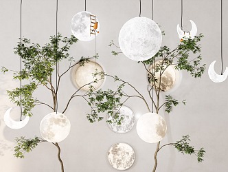 Moon Chandelier Children's Planet Moon Chandelier Concrete Decorative Lamp Planet Chandelier Moon Wall Lamp Personalized Chandelier Creative Chandelier 3d model