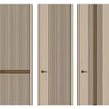 Modern Hinged Doors With Vertical Stripes Wooden Texture And Metal Handles