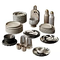 Modern Minimalist Dinnerware Set With Plates Bowls Cups And Ceramic Shakers