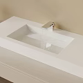 Modern Bathroom Square Sink With White Countertop Silver Faucet And Flower Vase