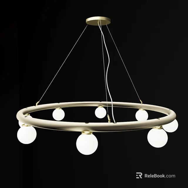 Sleek Modern Circular Chandelier with Spherical Bulbs for Contemporary Interior Lighting 3d model 