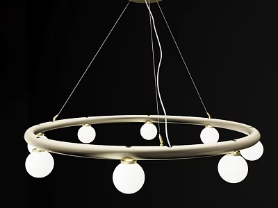Sleek Modern Circular Chandelier with Spherical Bulbs for Contemporary Interior Lighting 3d model