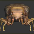 Realistic Brown Textured Beetle With Oval Body Six Legs On Black Reflective Surface