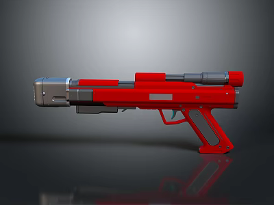Futuristic Red Weapon Gun Featuring Metallic Barrel And Modern Grip Design 3d model