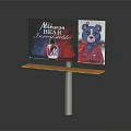 Billboard Featuring Mitsubishi Bear With Irresistible Text And Wooden Counter
