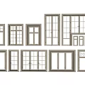 Modern Architecture Doors and Windows Double-fenestration Three-fenestration Single-door Swing Window Single-fenestration Stone Window 3d model