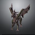 Fantasy Dragon Character 3D Model With Winged Body And Spiked Features