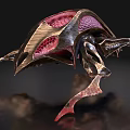 Biomechanical Beetle like Creature with Metallic Exoskeleton Red Internal Structure Sharp Legs 3d model