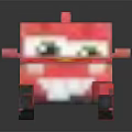 Cute Pixel Style Pink Truck Shaped Doll With Big Eyes And Reflection