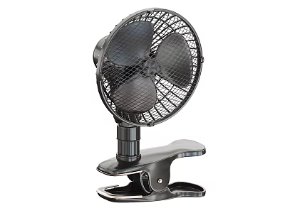 Black Clip On Air Conditioner Fan With Metal Mesh Blades For Home Office Use 3d model