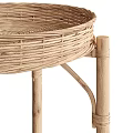 Natural Wicker Tea Table and Chairs with Bamboo Frame Round Design