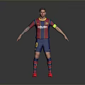 Barcelona Football Jersey Figure Model With Red Blue Stripes Sponsor Logo Shorts Socks Red Boots