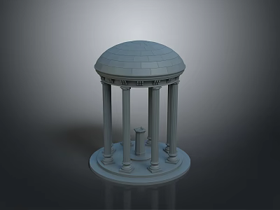 Classical Architectural Structure With Dome Roof And Circular Columns On Base Platform 3d model