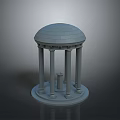 Classical Architectural Structure With Dome Roof And Circular Columns On Base Platform