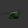 Green Helicopter Model With Rotors And Shiny Sleek Fuselage Design