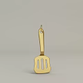 Golden Spatula Shaped Decorative Ornament Set With Square Base For Home Decor