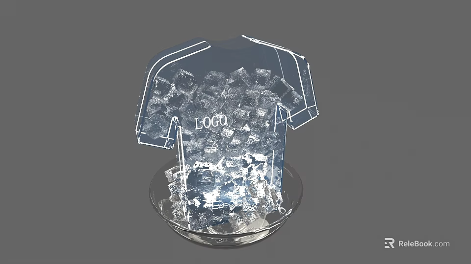 Transparent Ice Sculpture T shirt Shape with Logo Decorative Photo Check in Spot 3d model 