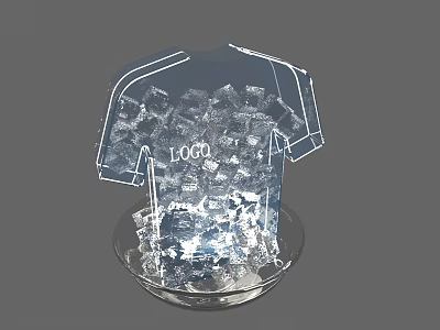 Transparent Ice Sculpture T shirt Shape with Logo Decorative Photo Check in Spot 3d model