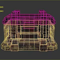 Futuristic Red Chest With Glowing Red Lines Weathered Texture And Triple Dot Symbol
