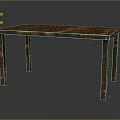 Brown Textured Wooden Table With Rectangular Top And Four Legs Design 3d model