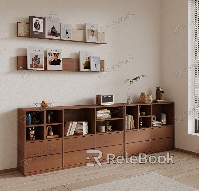 Low Bookcase Bookshelf Low Cabinet model