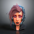 Game And Movie Character With Pink Hair Mechanical Headgear And Red Eyes