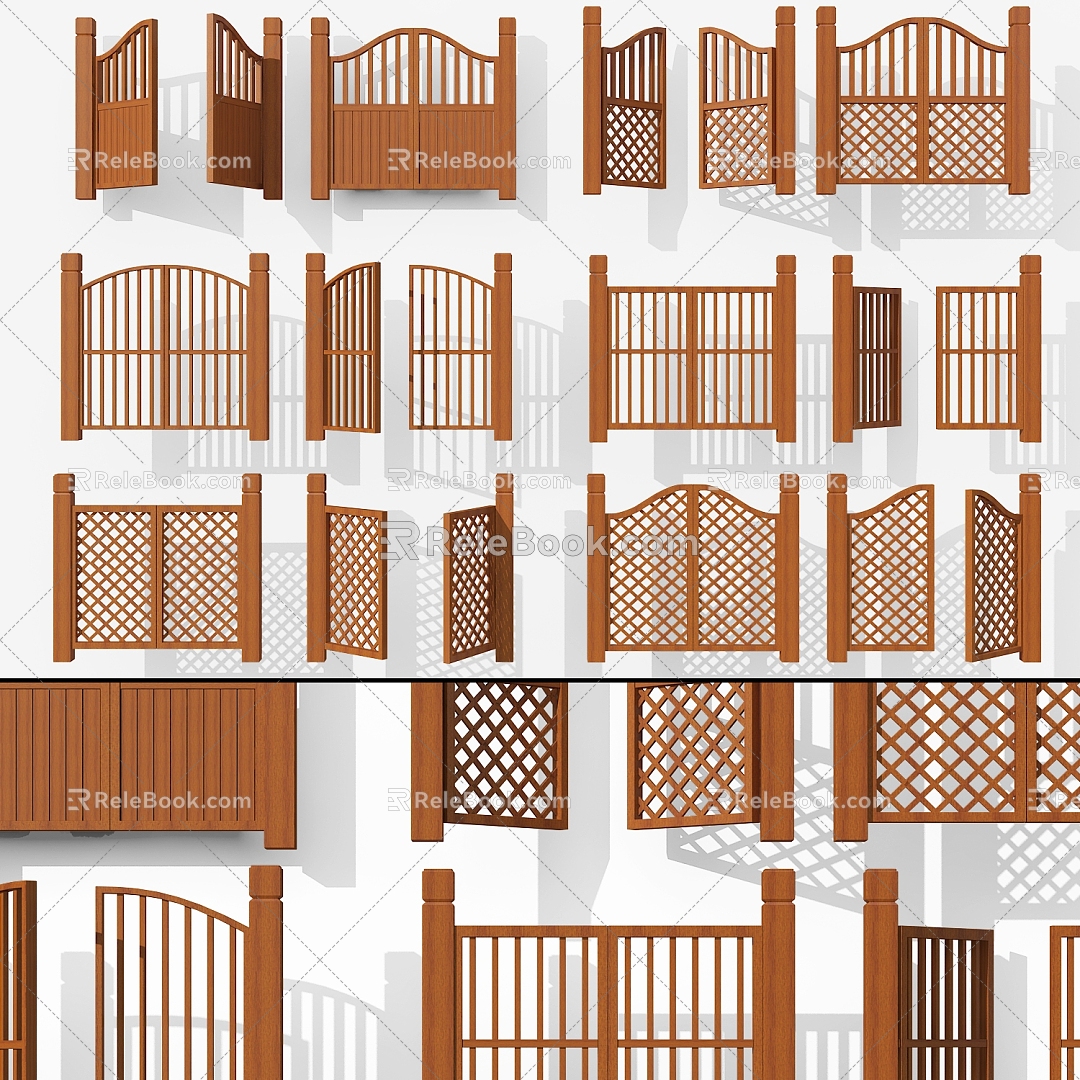 Chinese Wooden Fence Wooden Railing Courtyard Fence Courtyard Railing 3d model