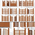 Chinese Wooden Fence Wooden Railing Courtyard Fence Courtyard Railing 3d model