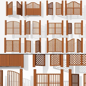 Chinese Wooden Fence Wooden Railing Courtyard Fence Courtyard Railing 3d model