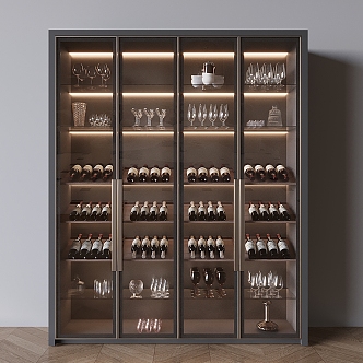 Light Luxury Wine Cabinet Glass Wine Cabinet 3d model