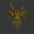 Detailed Yellow Monster Creature With Sharp Claws 3D Render On Gray Background
