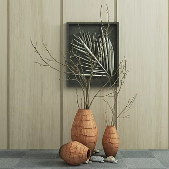 New Chinese Vase Green Plant Potted Plant 3d model