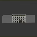 Classical Multi Story Building Model With White Facade Decorative Windows And Transparent Base