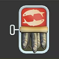 Canned Fish Container With Red Label And Yellow Oil Roll Inside